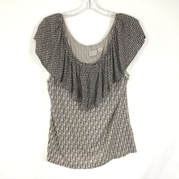 Postage Stamp Anthro Mixed Print Popover Top - Picture 1 of 3